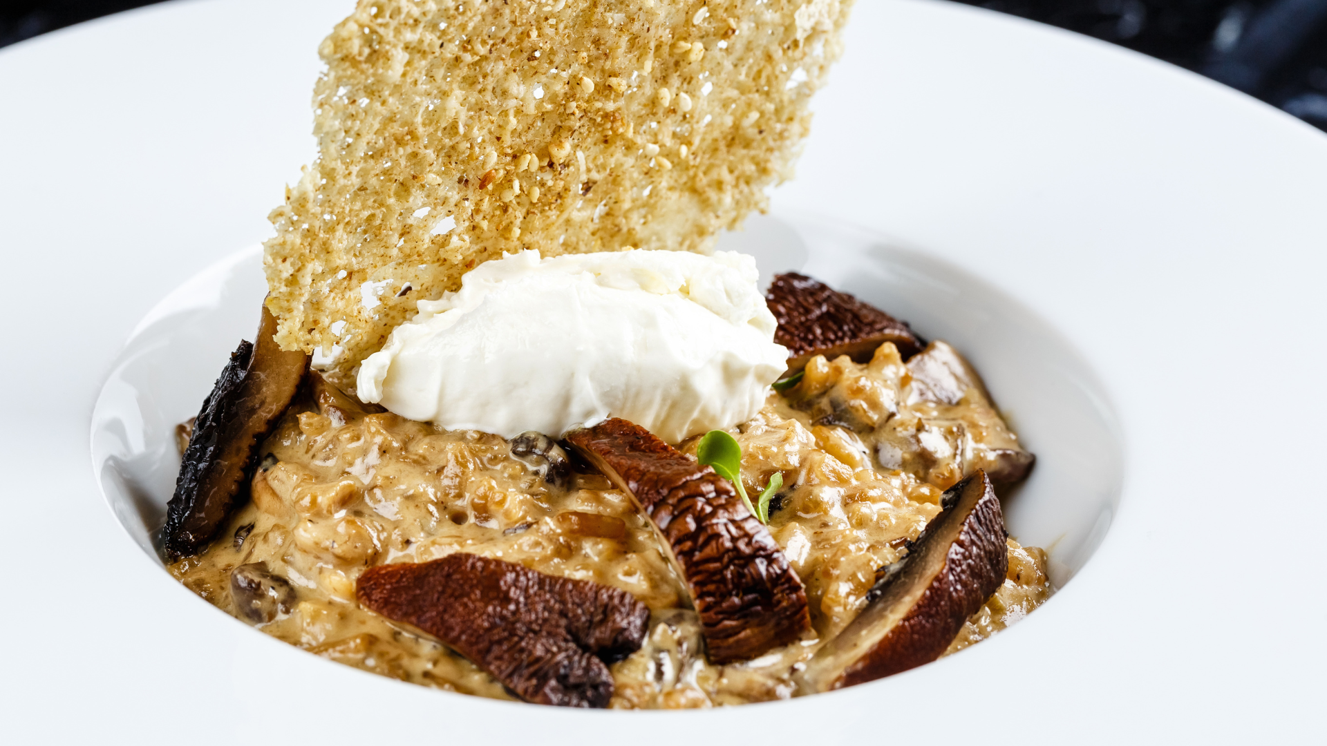 Goumet Risotto in a white bowl