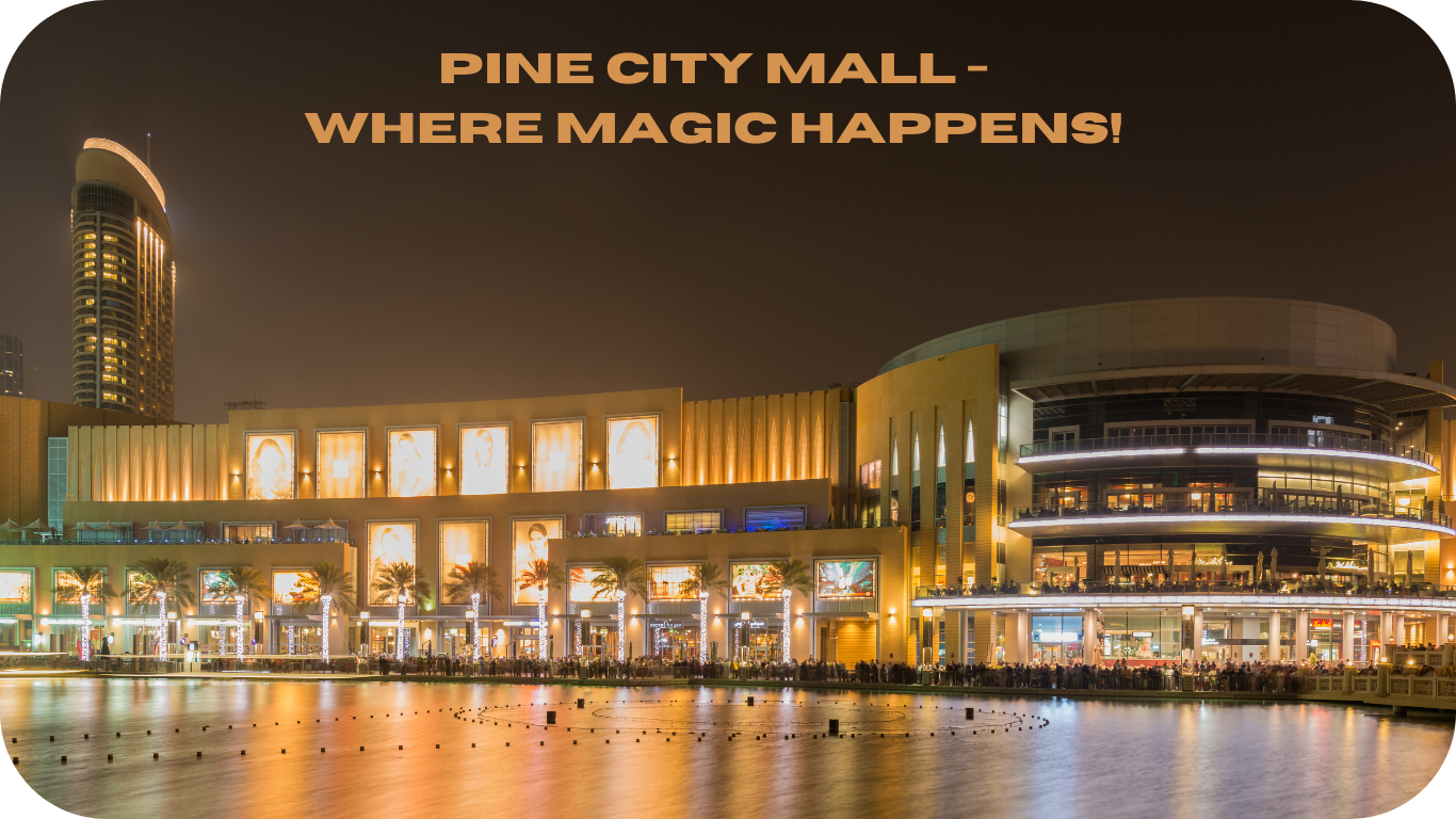 Back of Pine City Mall with lake in foreground