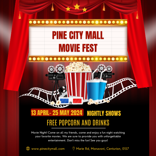 Poster advert for Pine City Mall Movie fest 2024