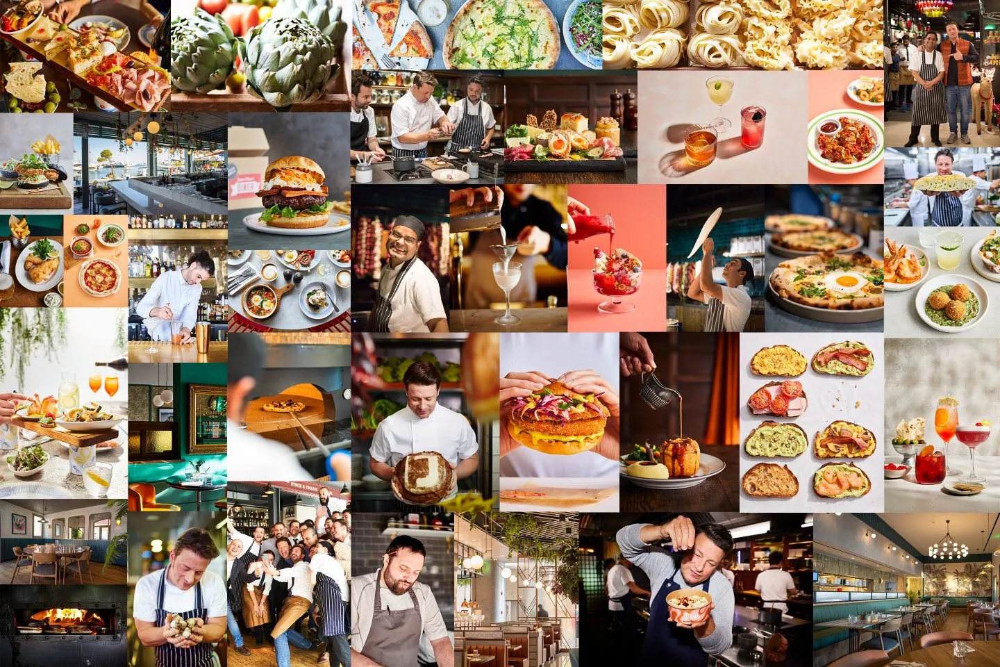 Collage of Jamie Oliver photos