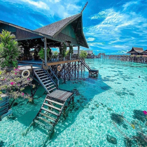 Overwater bungalow in a beach resort